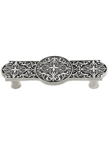 Renaissance Drawer Pull - 3 inch Center to Center in Brilliant Pewter.